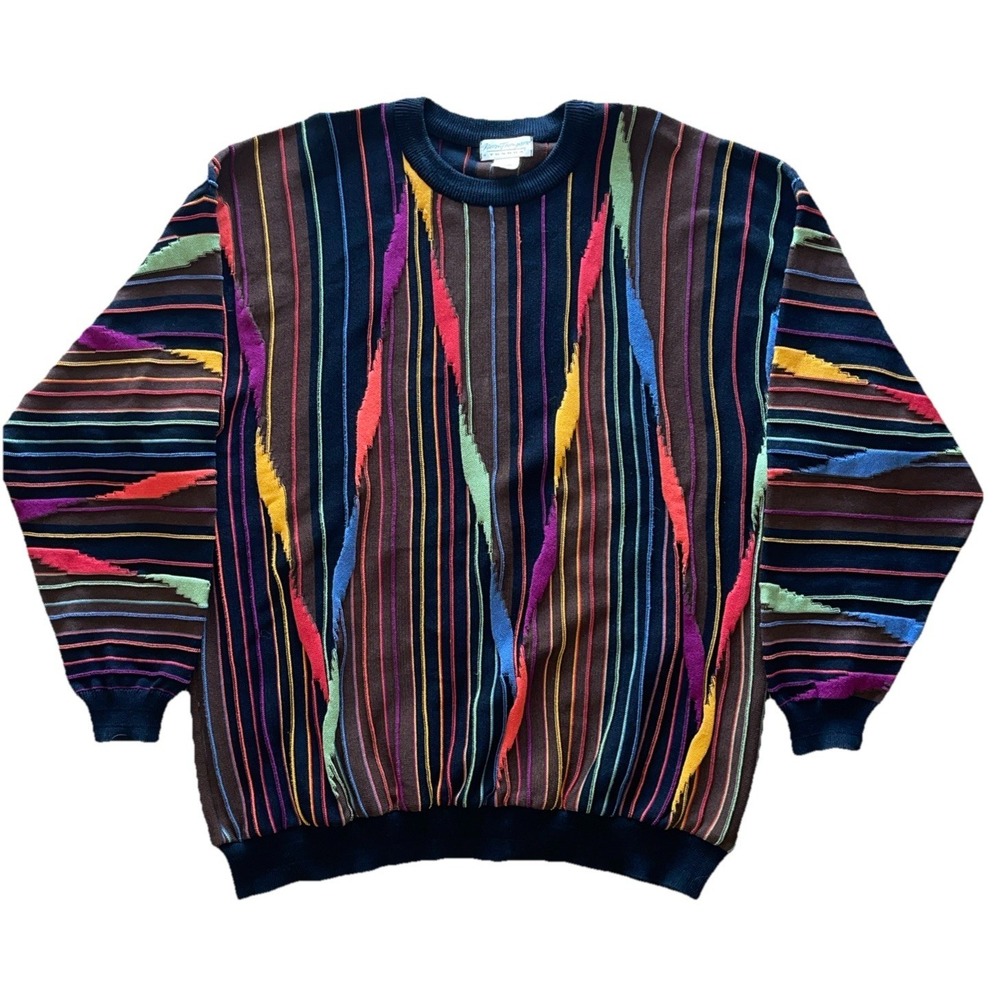 90s Vintage 3D Knit Norm Thompson Tundra Coogi Style Sweater‎ Size 2XL